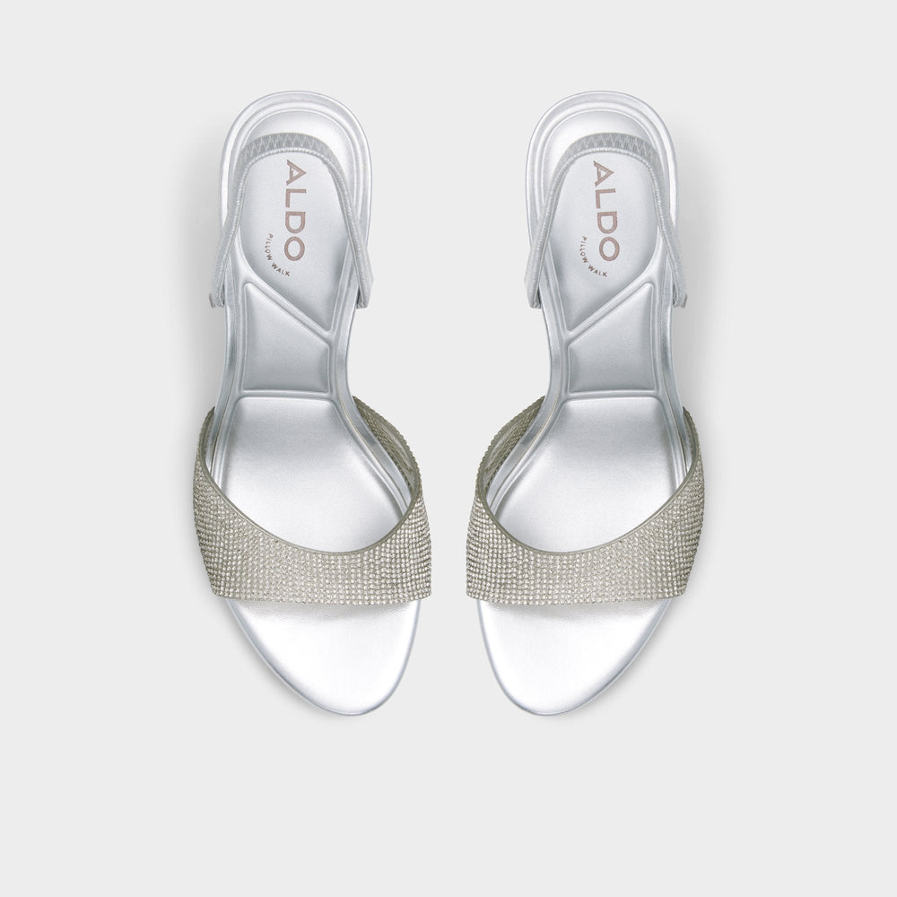 Aldo Aitana in Silver - Strappy heeled sandal, Stiletto heel