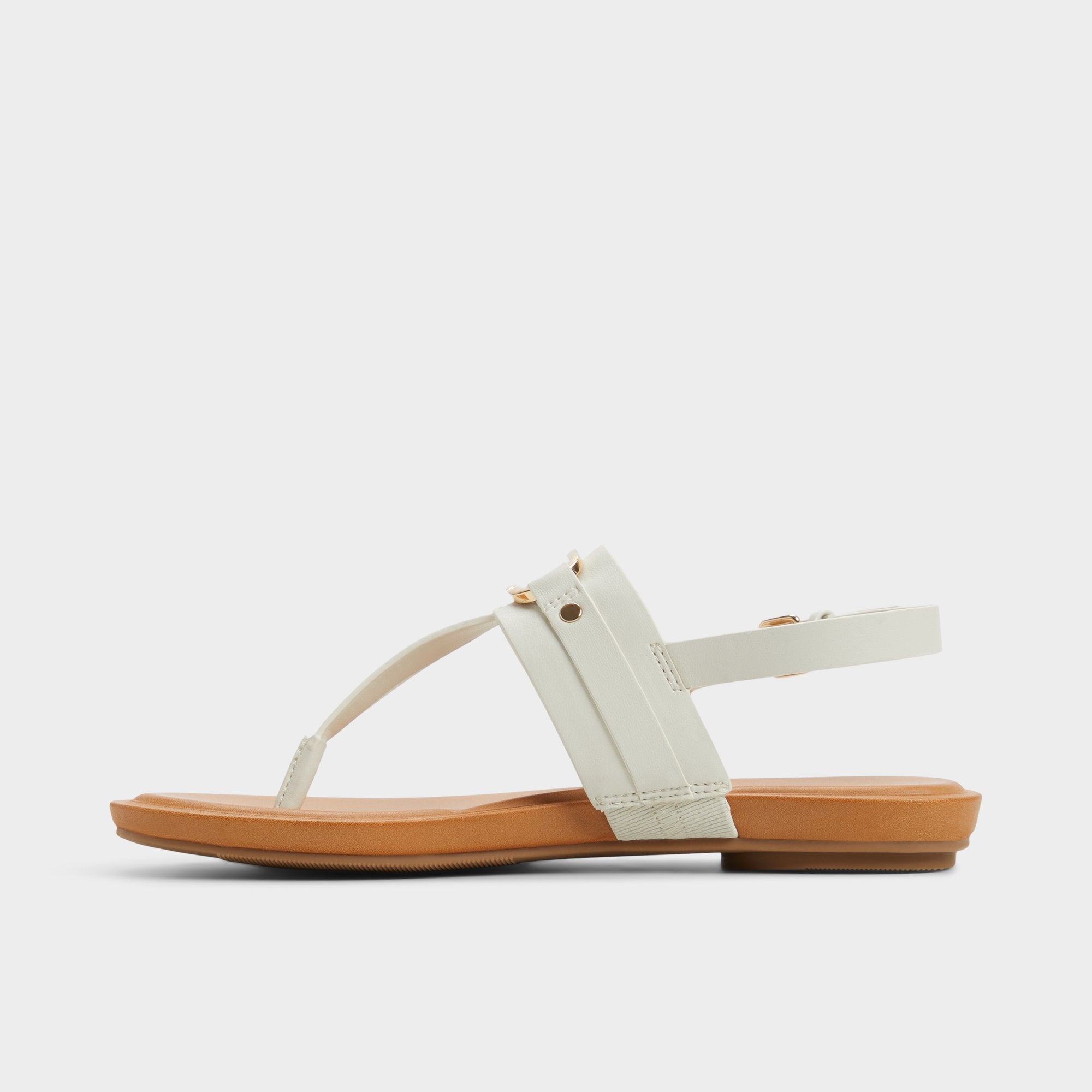 Aldo Taylen White/Bone Women's Footbed sandals - T-strap sandal