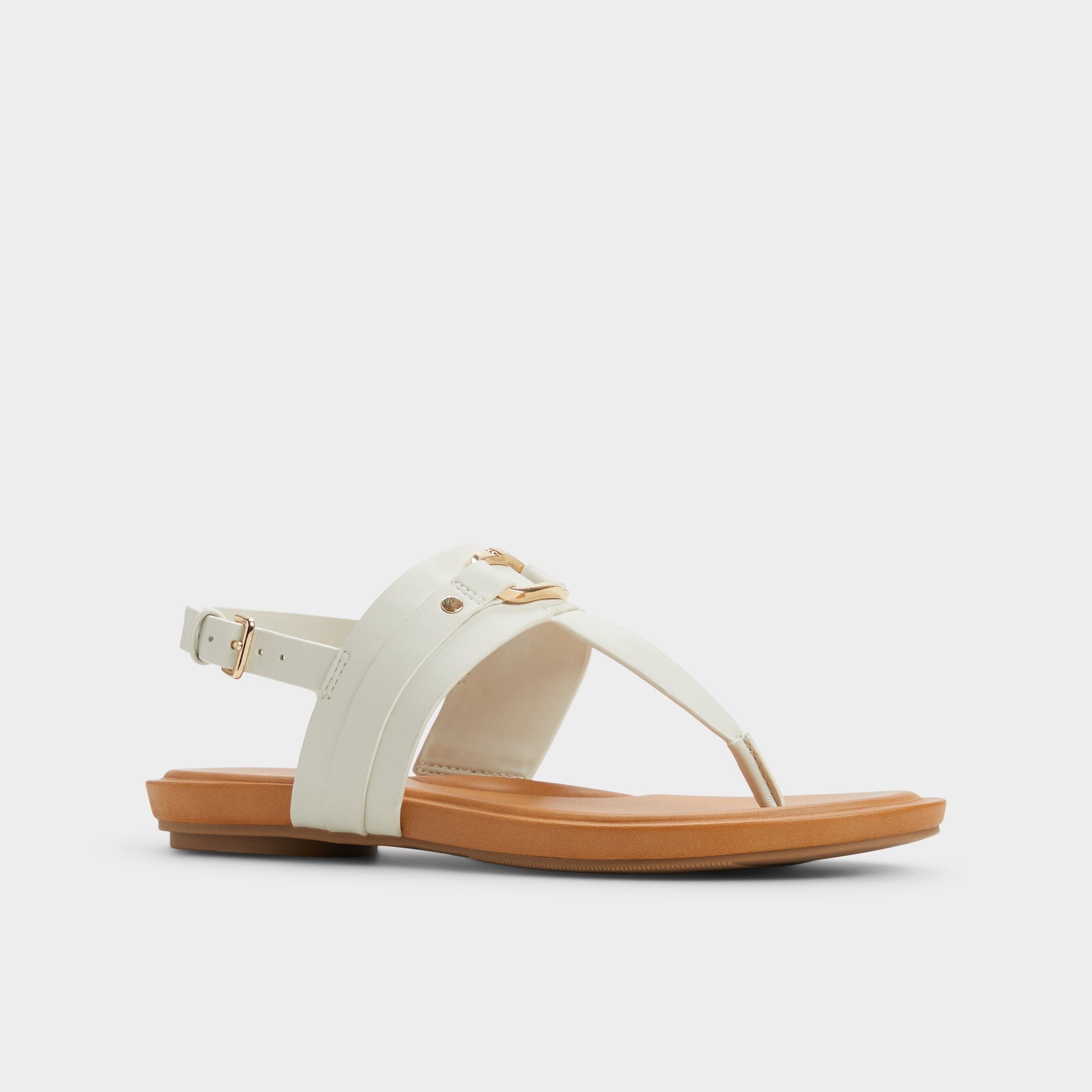 Aldo Taylen White/Bone Women's Footbed sandals - T-strap sandal