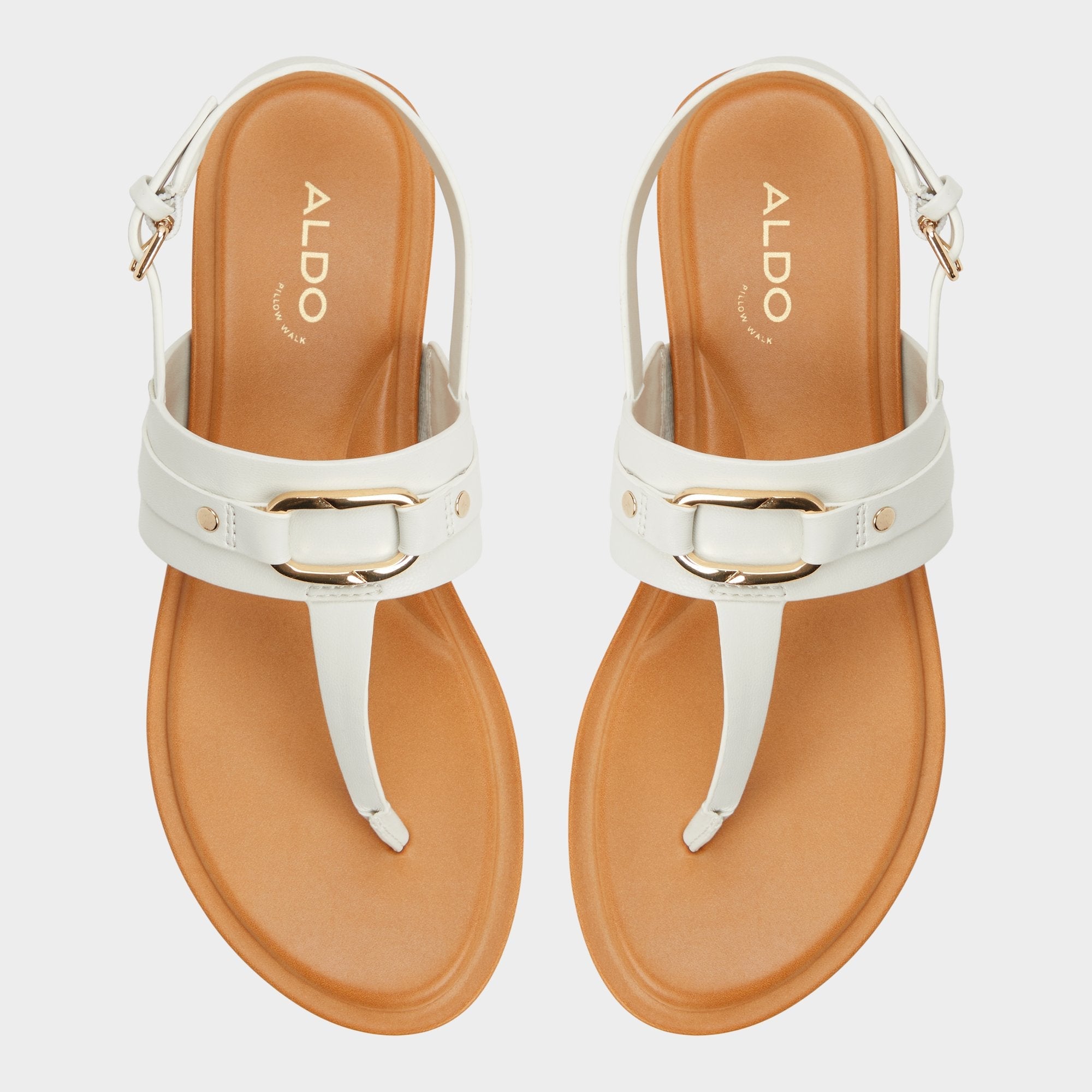 Aldo Taylen White/Bone Women's Footbed sandals - T-strap sandal