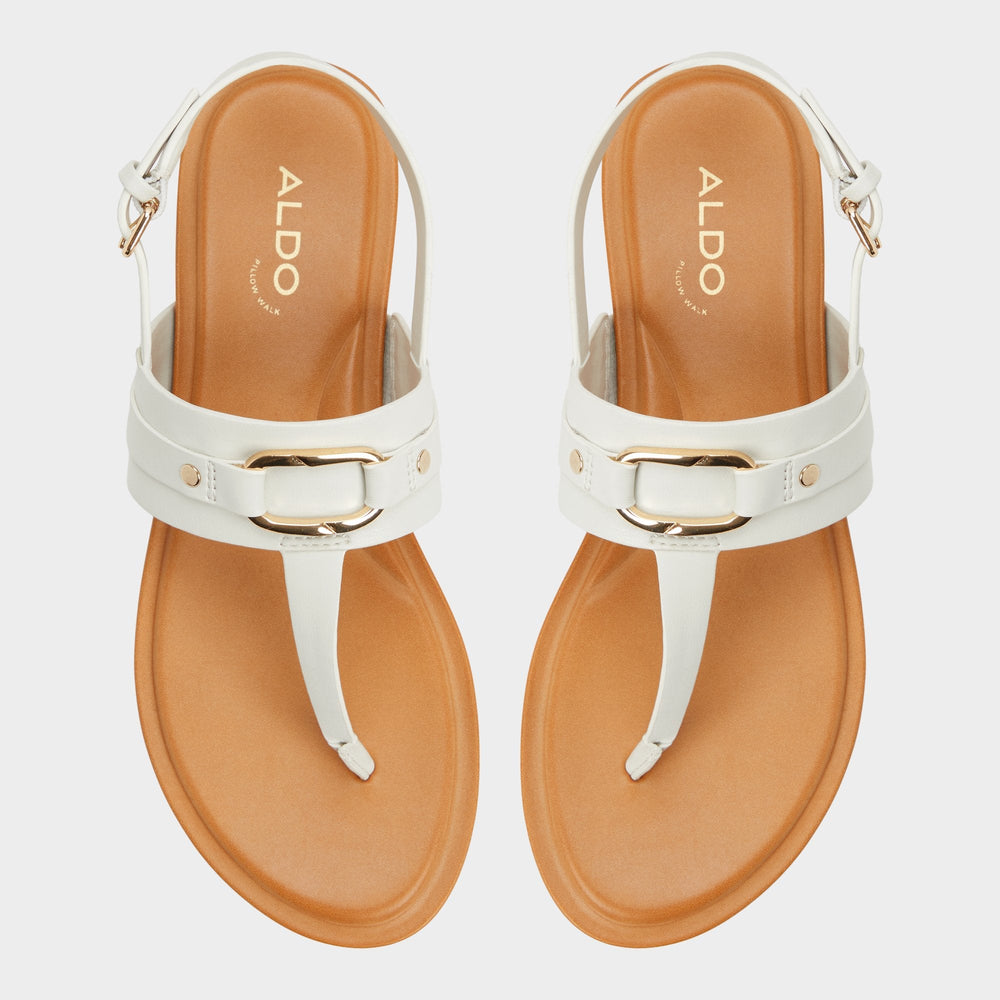 Aldo Taylen White/Bone Women's Footbed sandals - T-strap sandal
