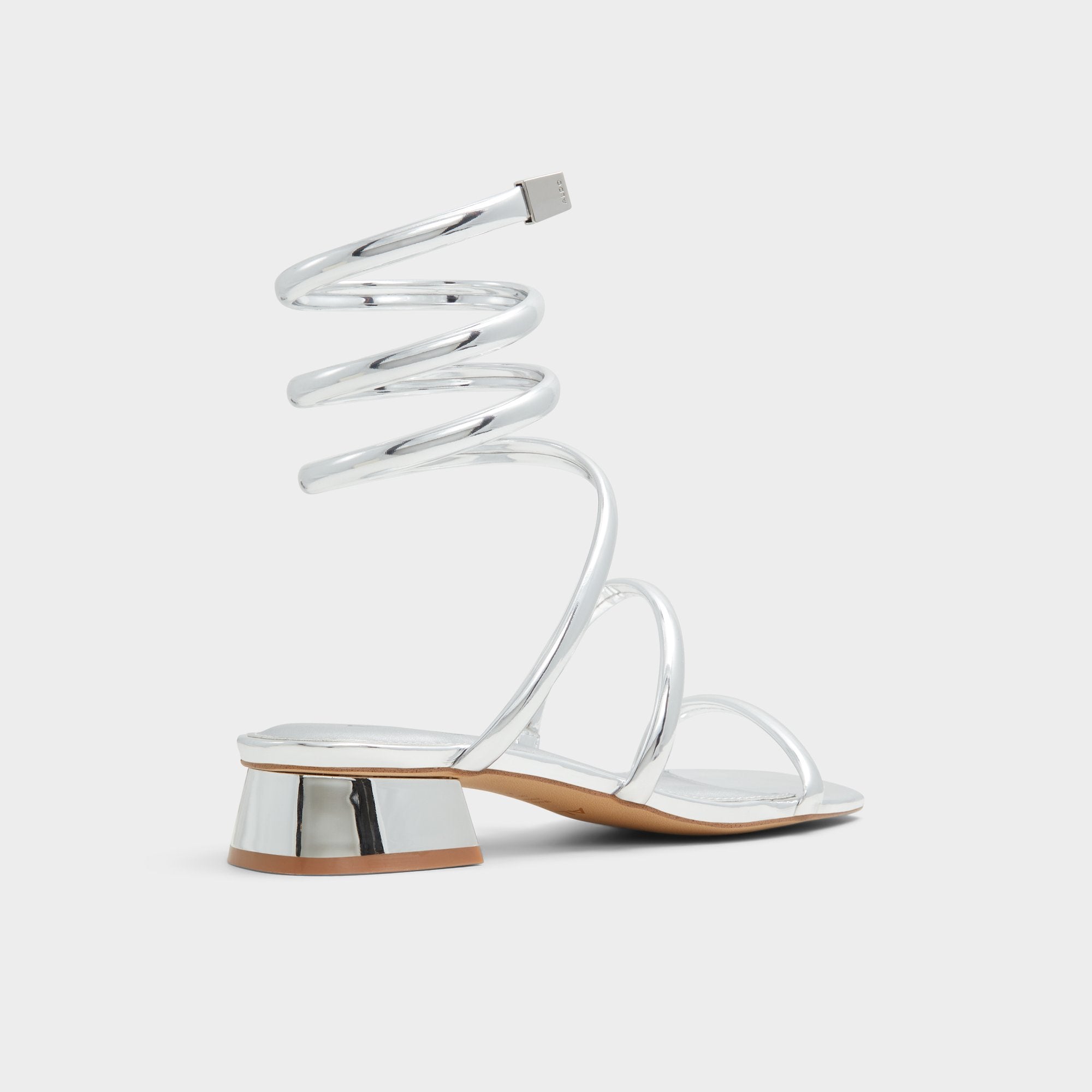 Aldo Spinna in Silver - Strappy sandal, Block heel