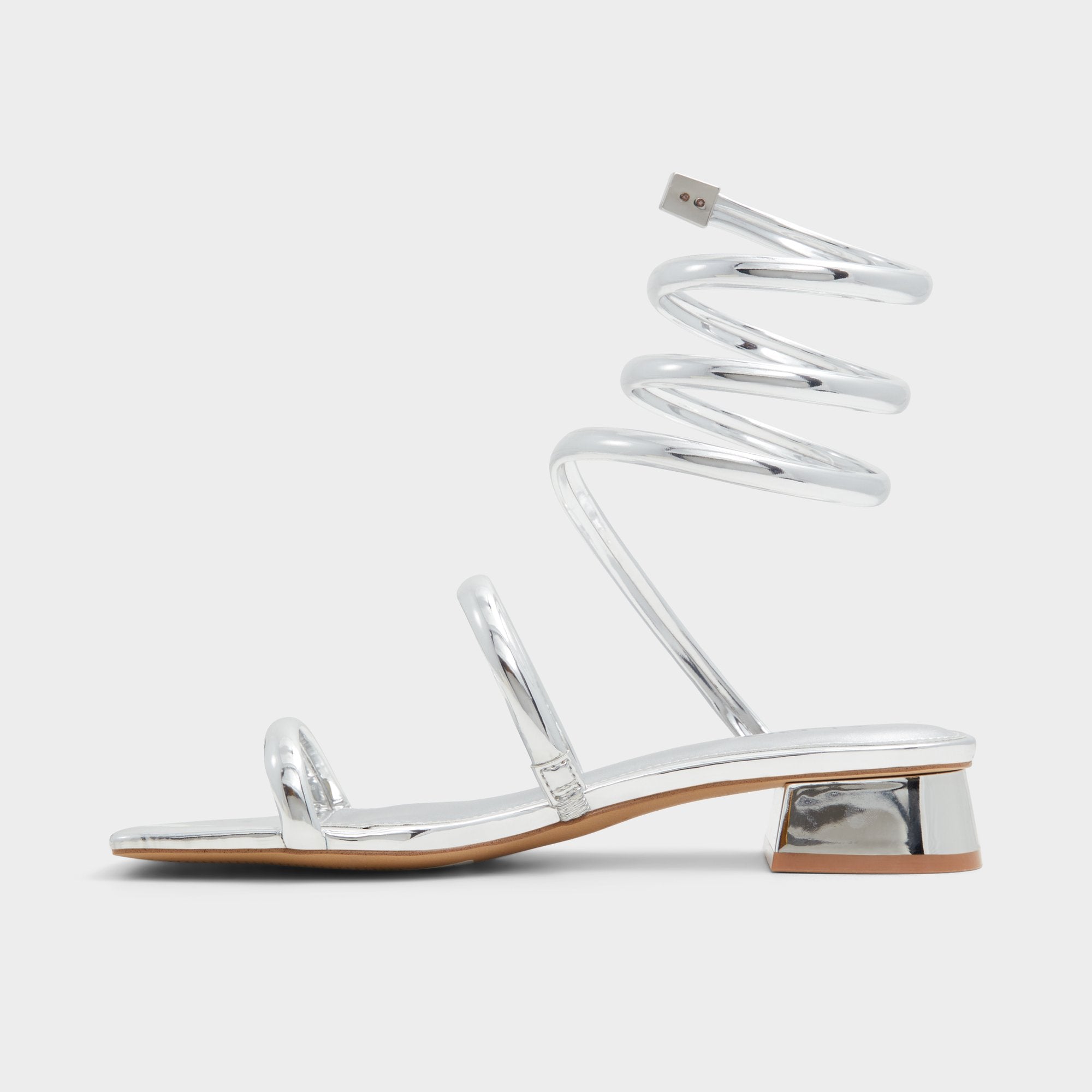 Aldo Spinna in Silver - Strappy sandal, Block heel