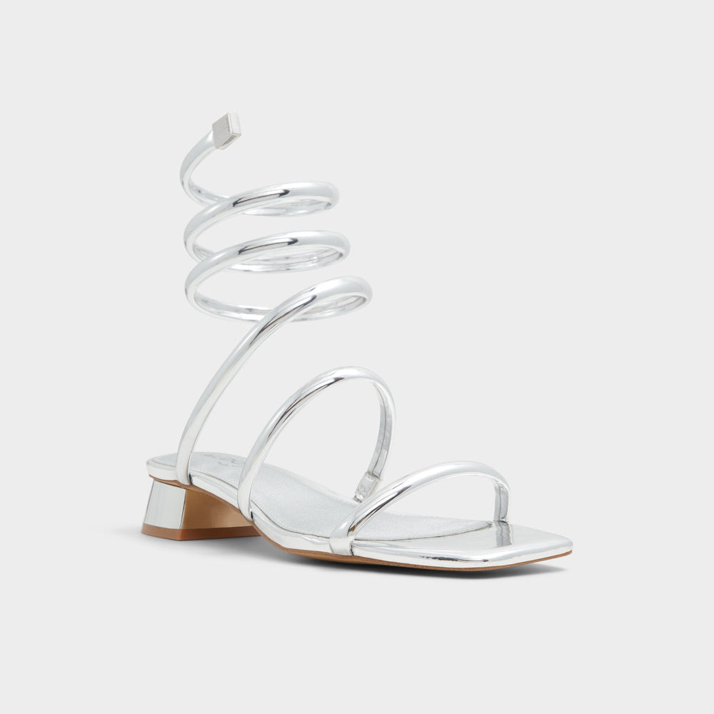 Aldo Spinna in Silver - Strappy sandal, Block heel