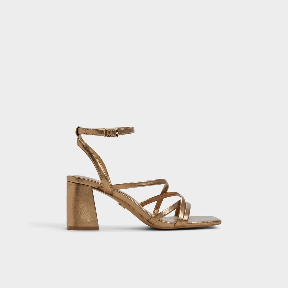 Aldo Esther Gold Women's Block heels - Strappy heeled sandal, Block heel
