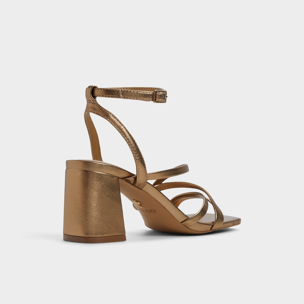 Aldo Esther Gold Women's Block heels - Strappy heeled sandal, Block heel