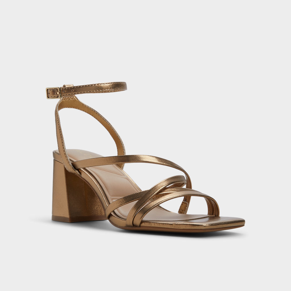 Aldo Esther Gold Women's Block heels - Strappy heeled sandal, Block heel