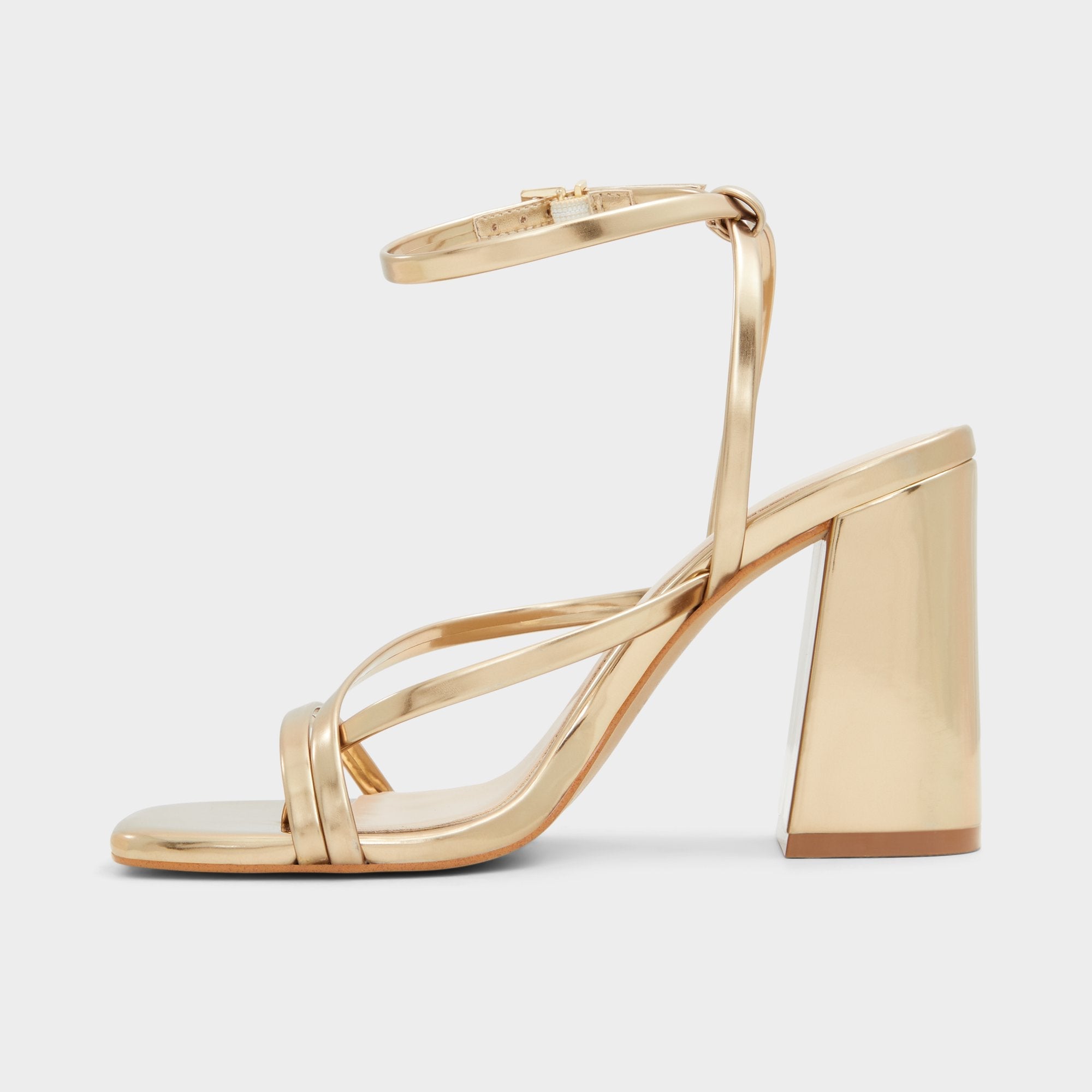 Aldo Laurader Gold Women's Block heels - Strappy heeled sandal, Block heel