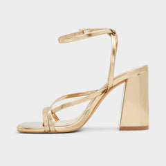 Aldo Laurader Gold Women's Block heels - Strappy heeled sandal, Block heel