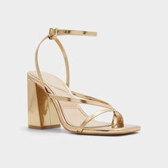 Aldo Laurader Gold Women's Block heels - Strappy heeled sandal, Block heel
