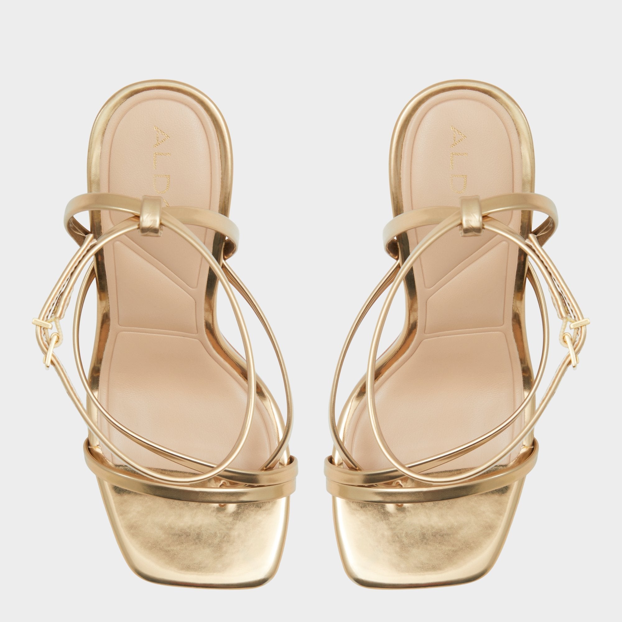 Aldo Laurader Gold Women's Block heels - Strappy heeled sandal, Block heel