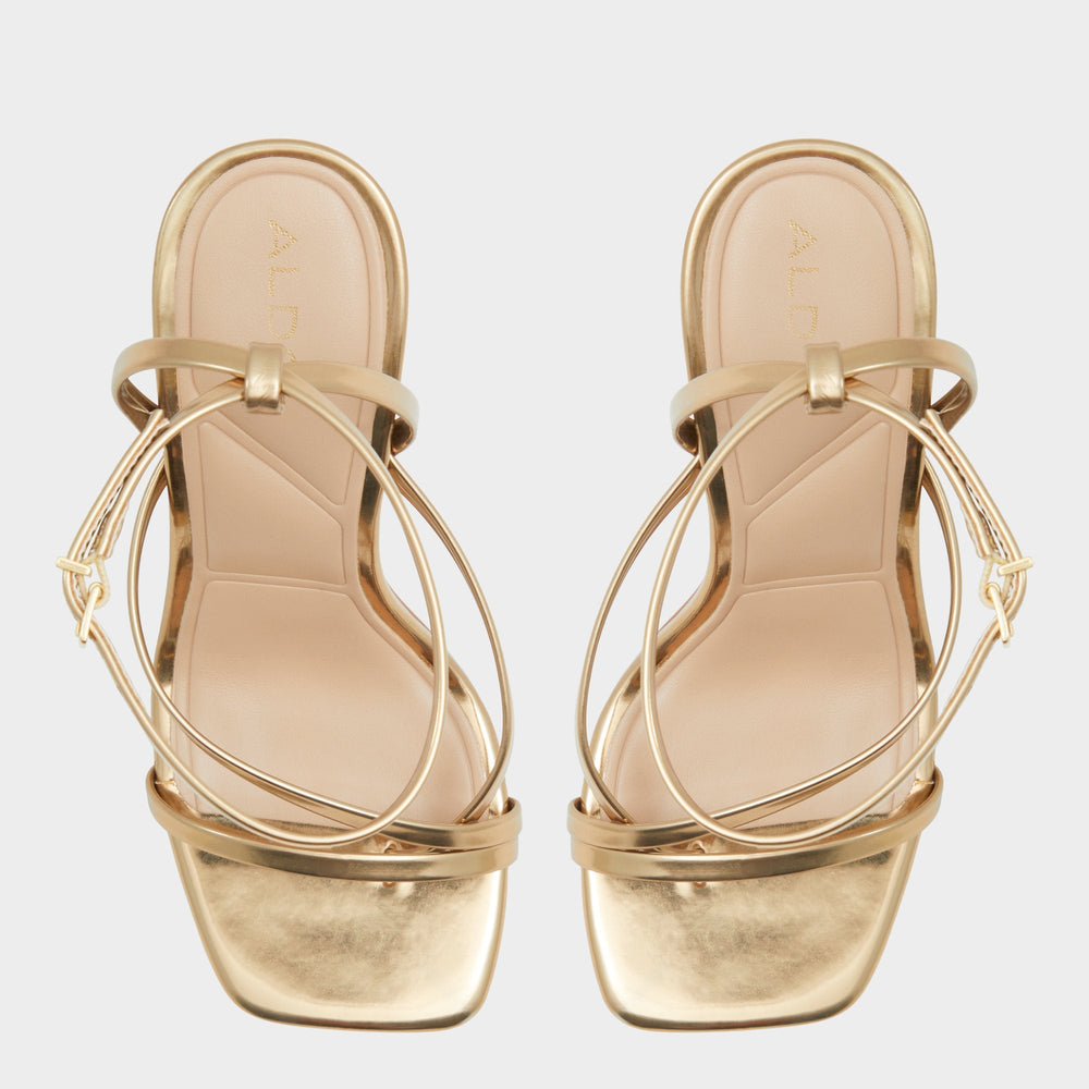 Aldo Laurader Gold Women's Block heels - Strappy heeled sandal, Block heel