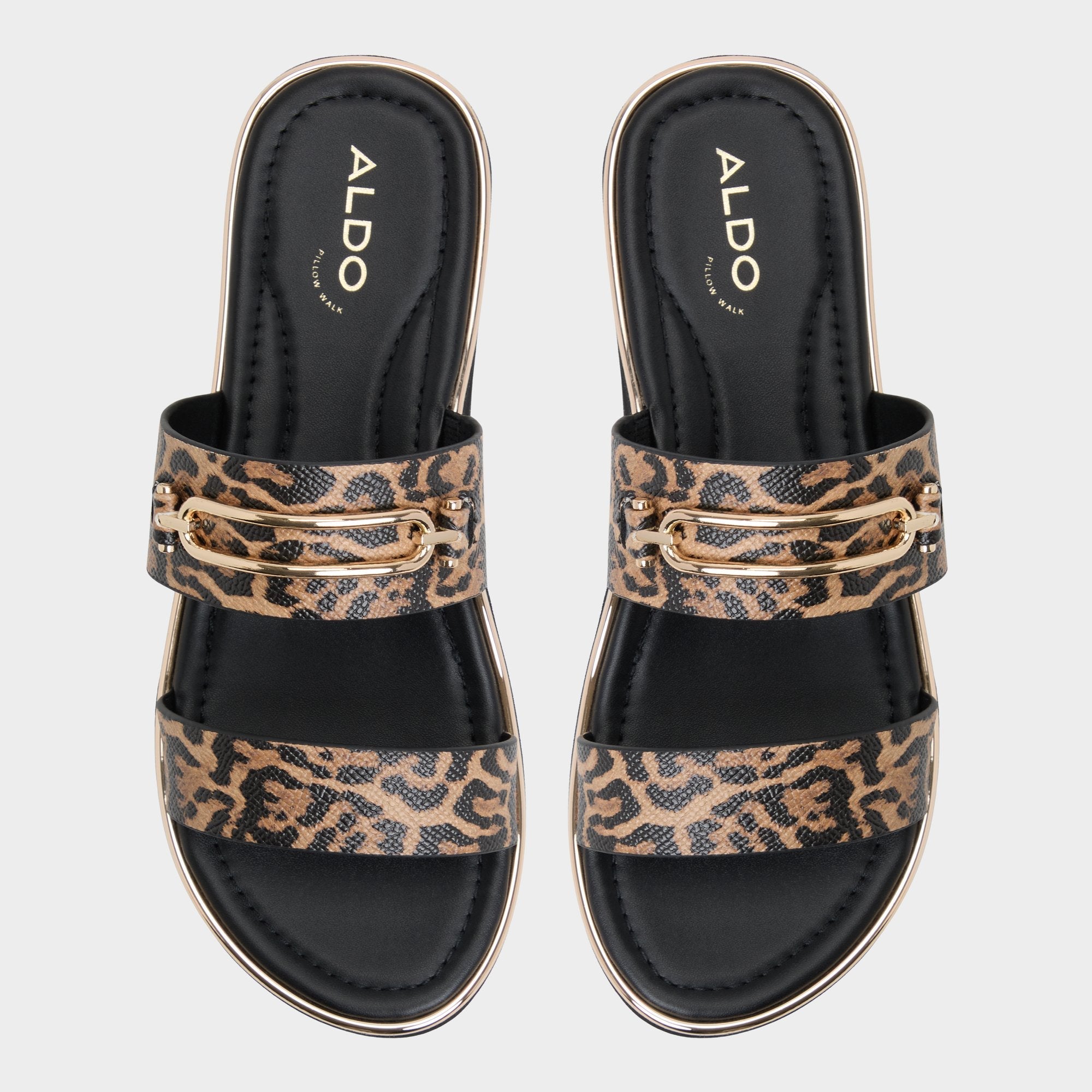 Aldo Lagoon Brown Multi Women's Flats - Strappy flat sandal, Footbed sandal