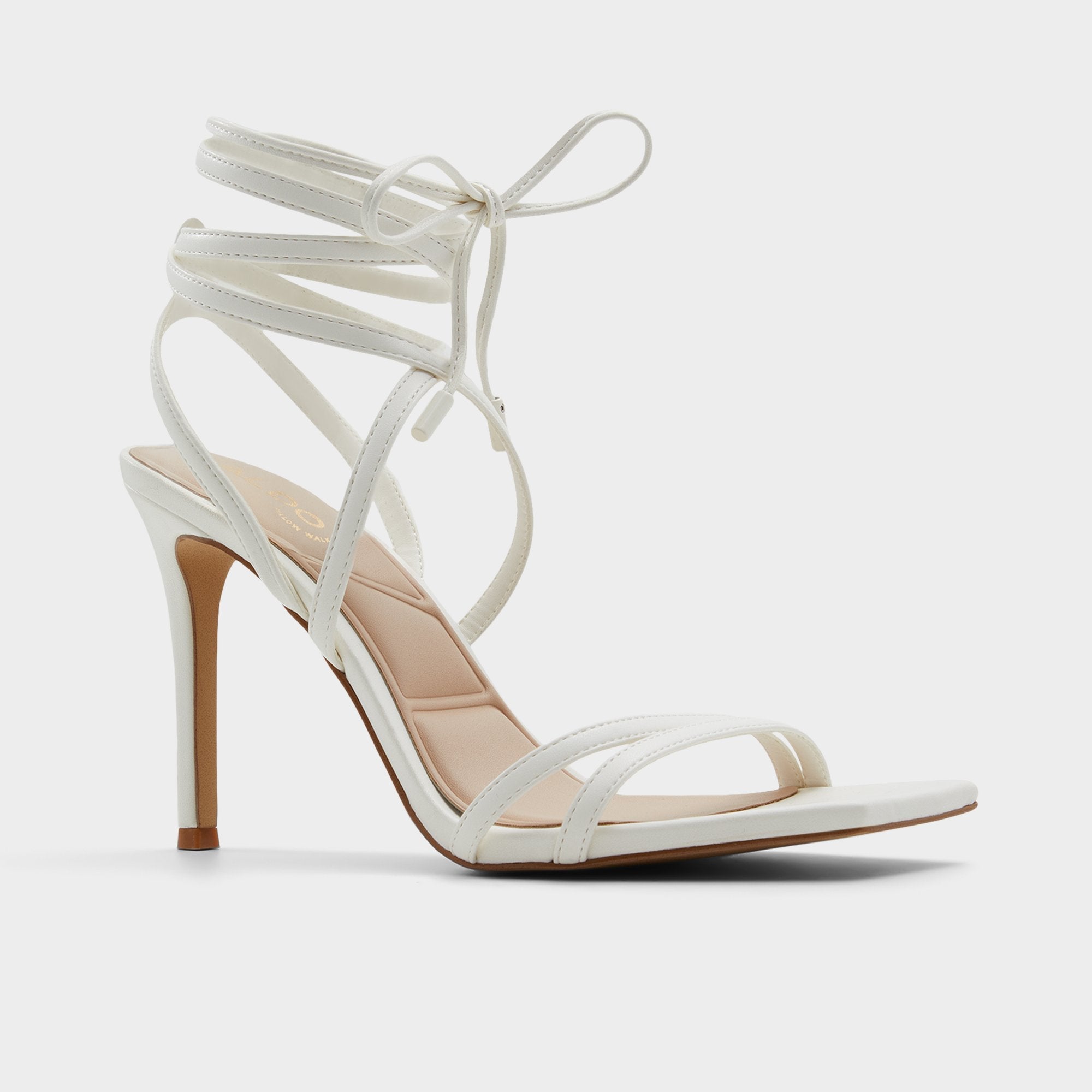 Aldo Phaedra in White - Strappy stiletto sandal, Stiletto heel