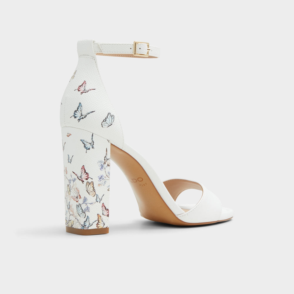 Aldo Enaegyn White Multi Women's Strappy sandals - Strappy heeled sandal, Block heel
