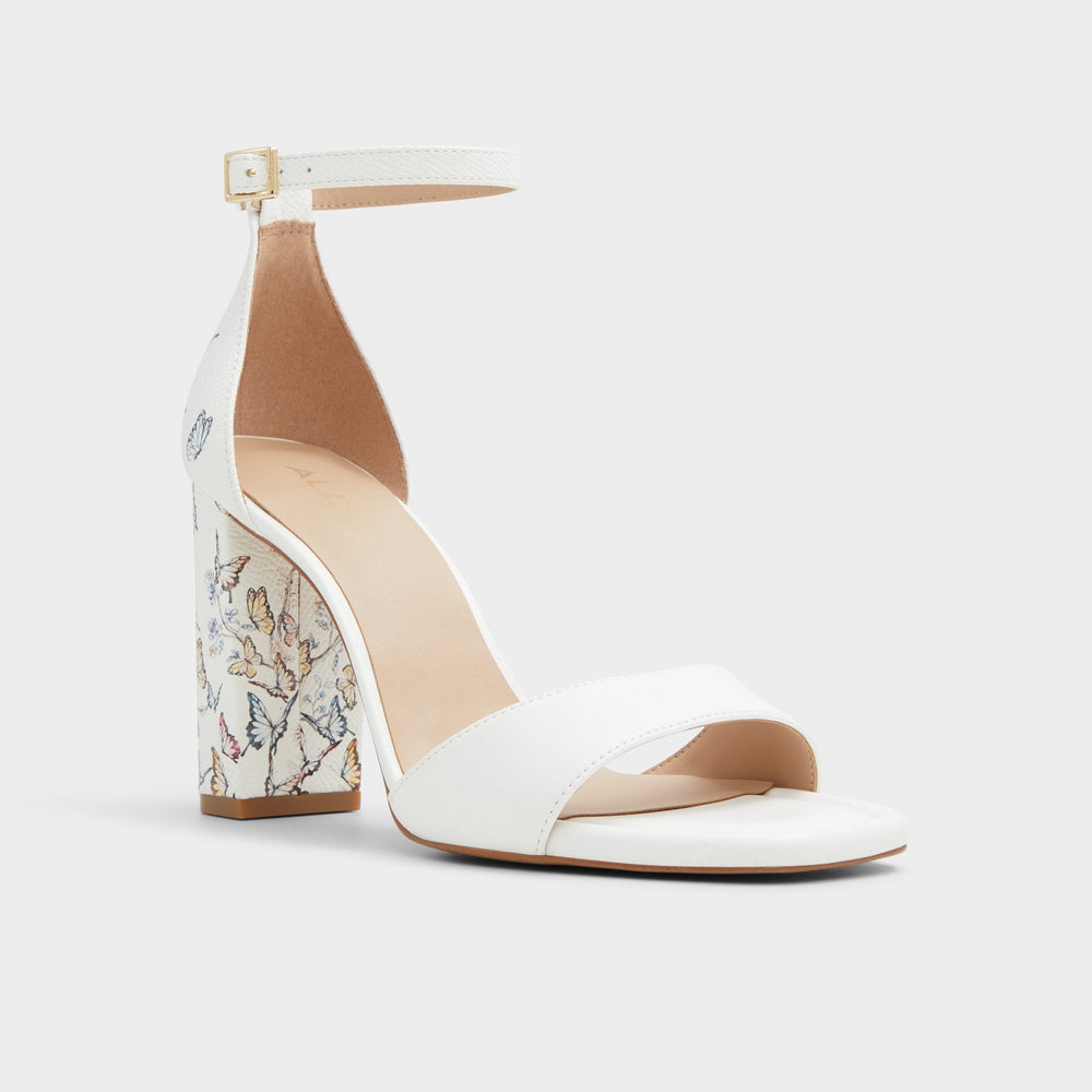 Aldo Enaegyn White Multi Women's Strappy sandals - Strappy heeled sandal, Block heel