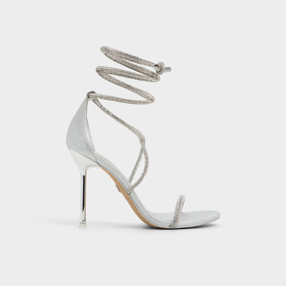 Aldo Caladonia Silver Women's Iridescent metallics - Strappy heeled sandal, Stiletto heel
