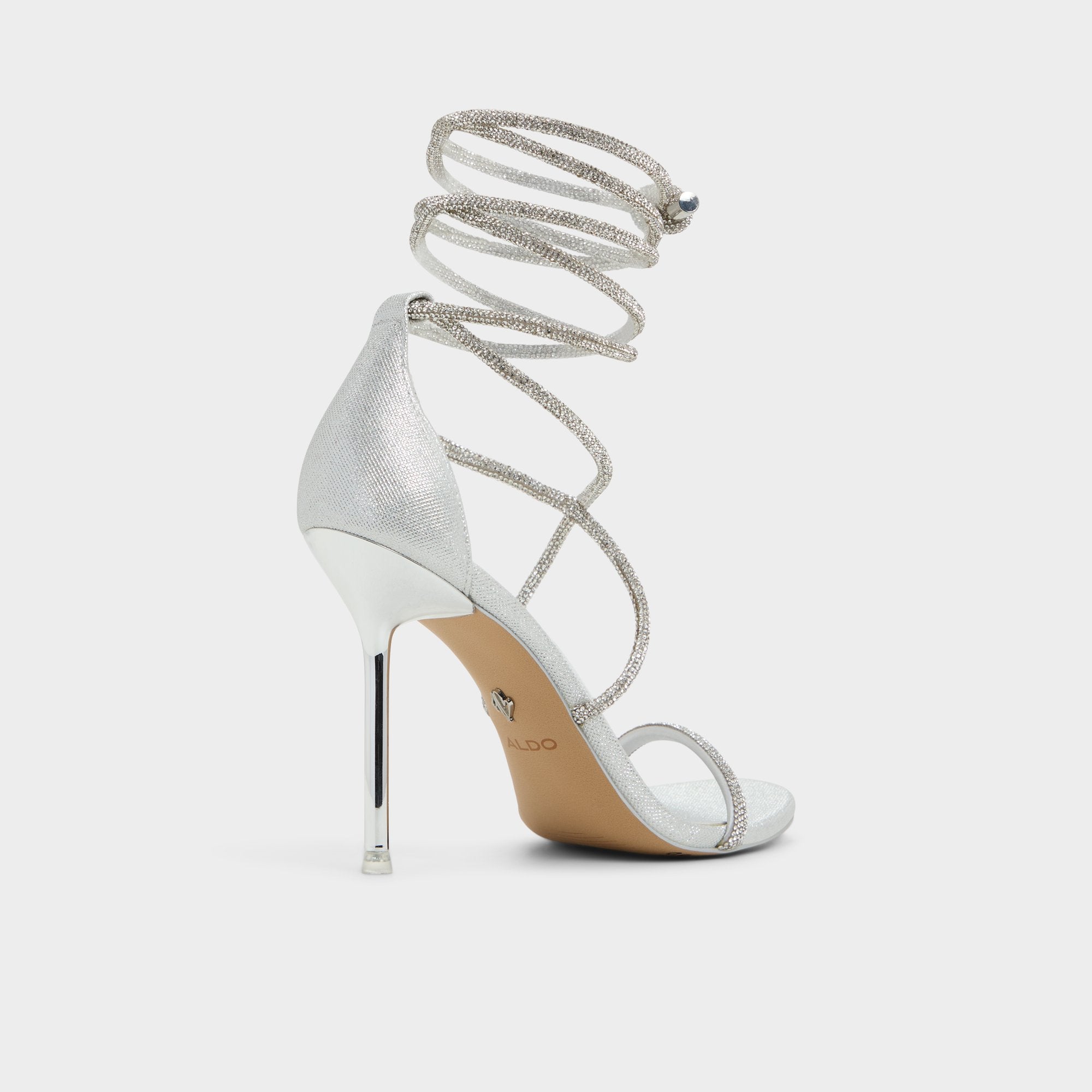 Aldo Caladonia Silver Women's Iridescent metallics - Strappy heeled sandal, Stiletto heel