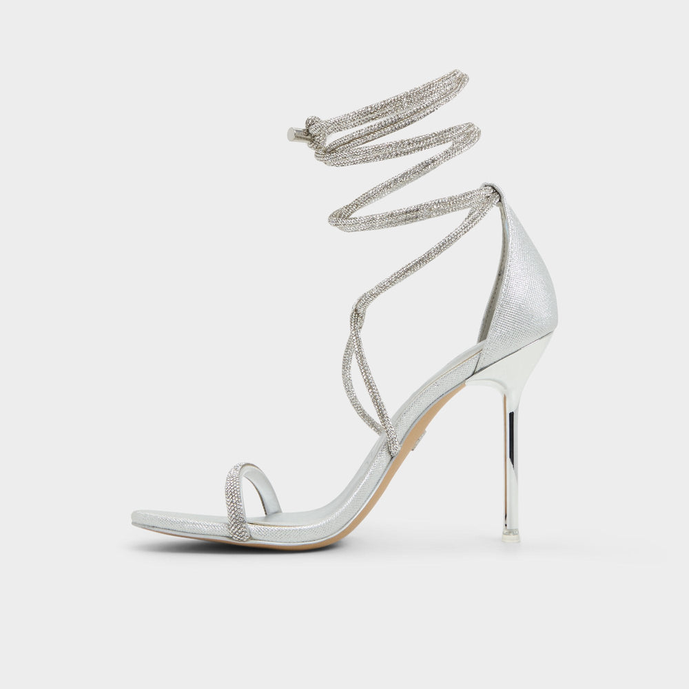 Aldo Caladonia Silver Women's Iridescent metallics - Strappy heeled sandal, Stiletto heel