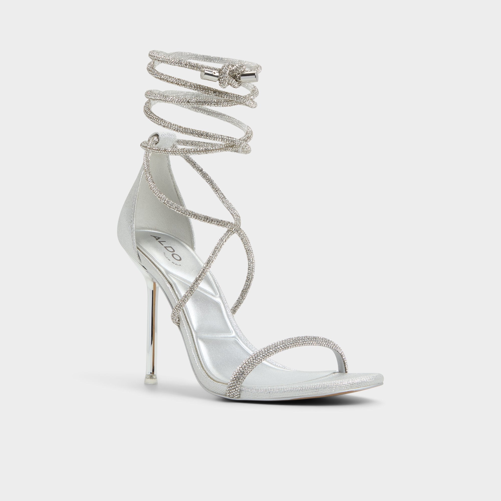 Aldo Caladonia Silver Women's Iridescent metallics - Strappy heeled sandal, Stiletto heel