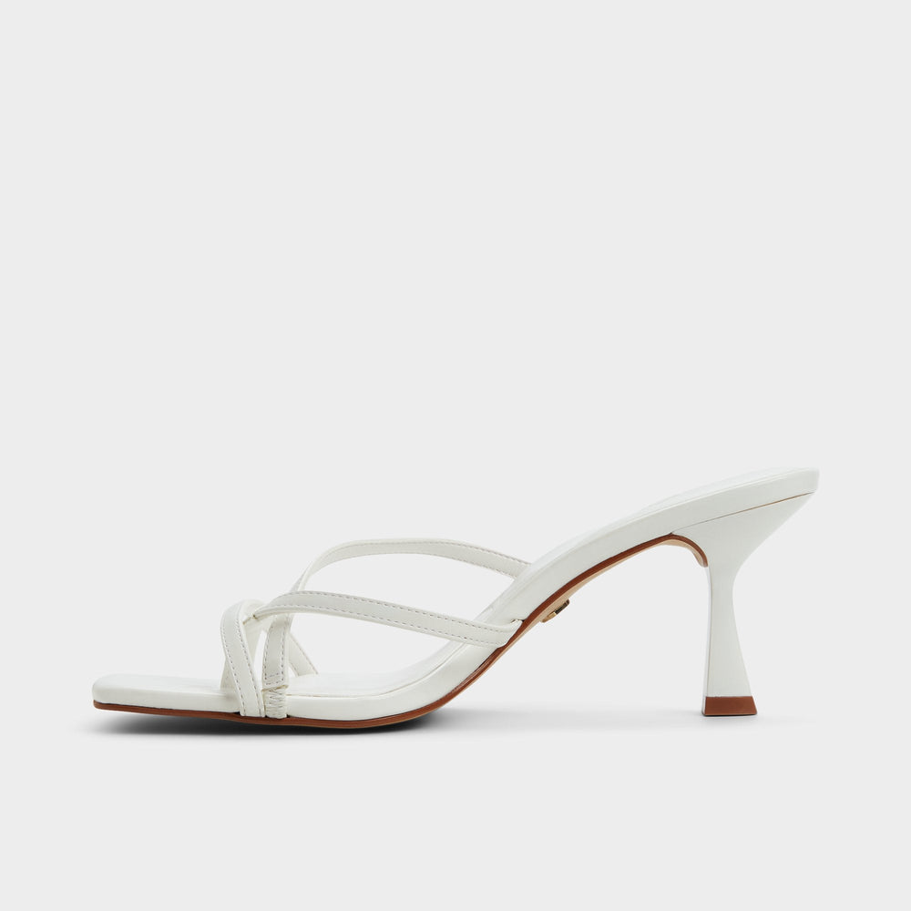 Aldo Calypsa White Women's Heeled mules - Strappy heeled sandal, Block heel