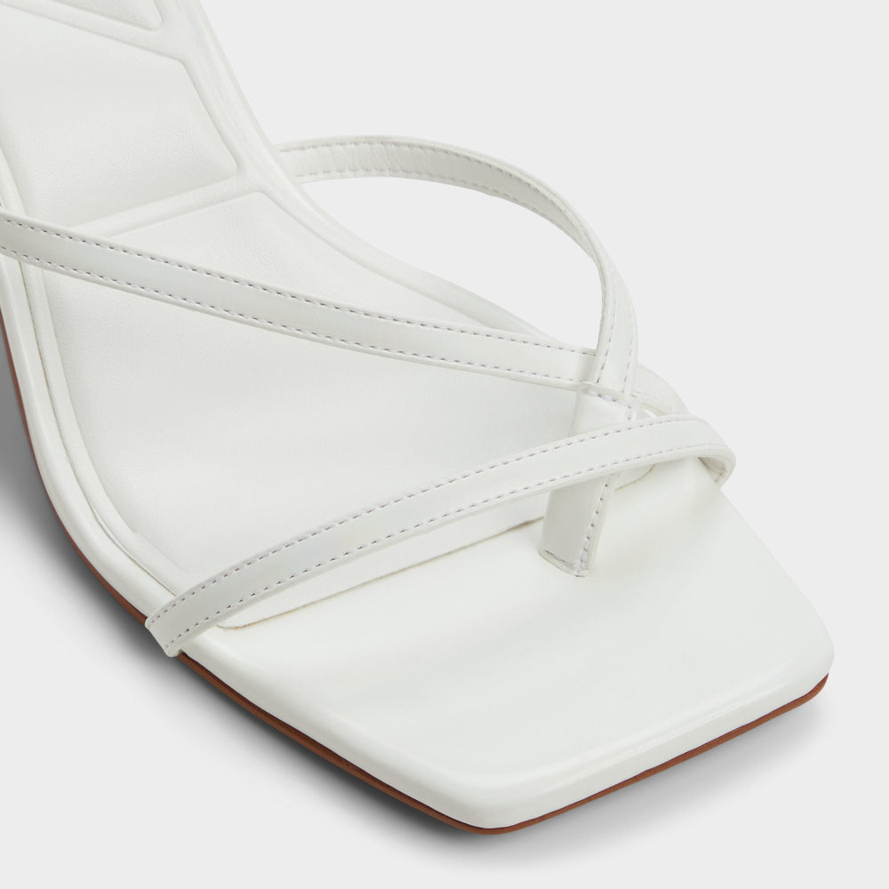Aldo Calypsa White Women's Heeled mules - Strappy heeled sandal, Block heel