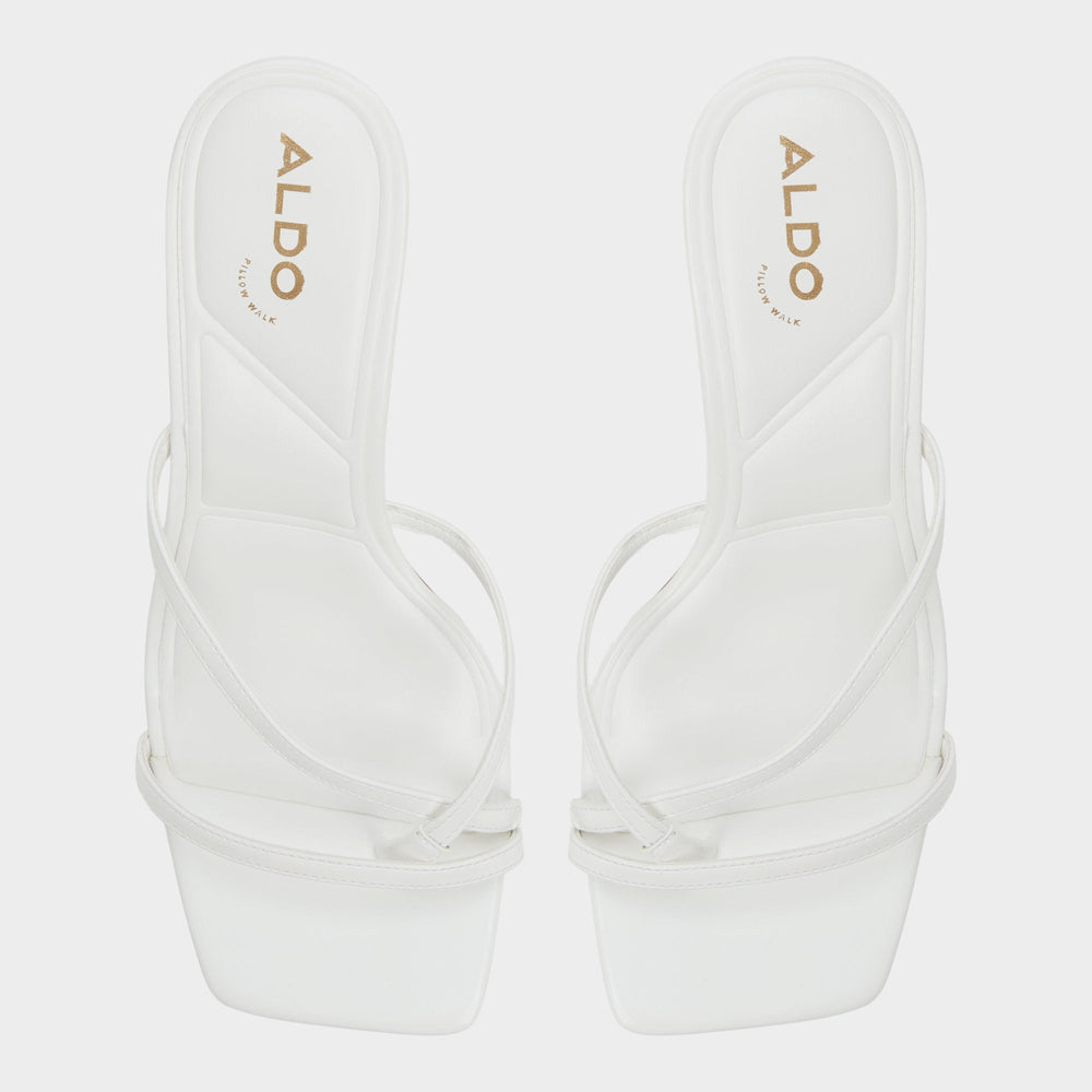 Aldo Calypsa White Women's Heeled mules - Strappy heeled sandal, Block heel