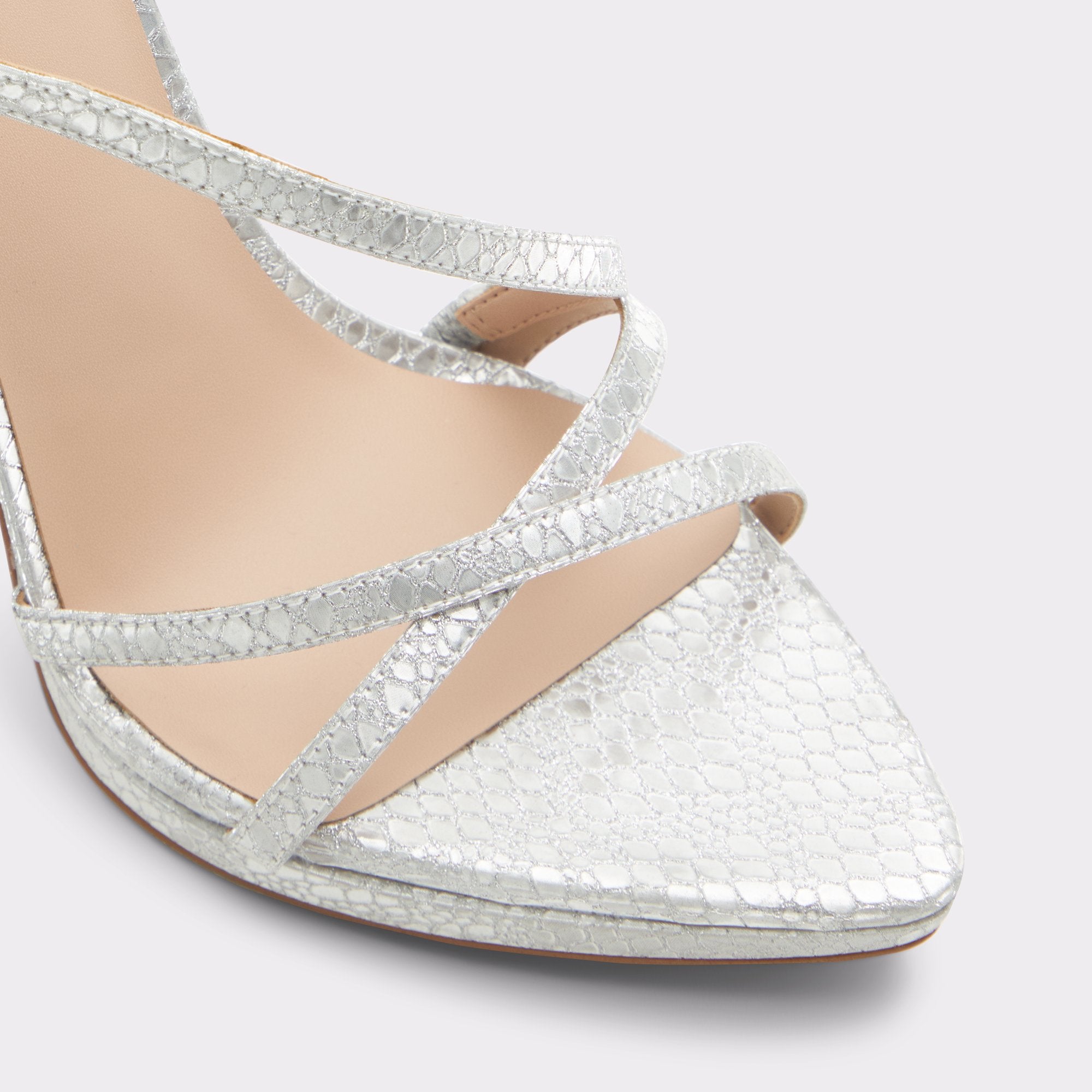 Aldo Resurge in Silver - Strappy stiletto sandal, Stiletto heel