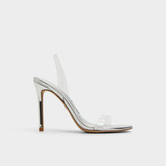 Aldo Quinilynn Silver Women's Iridescent metallics - Strappy heeled sandal, Stiletto heel