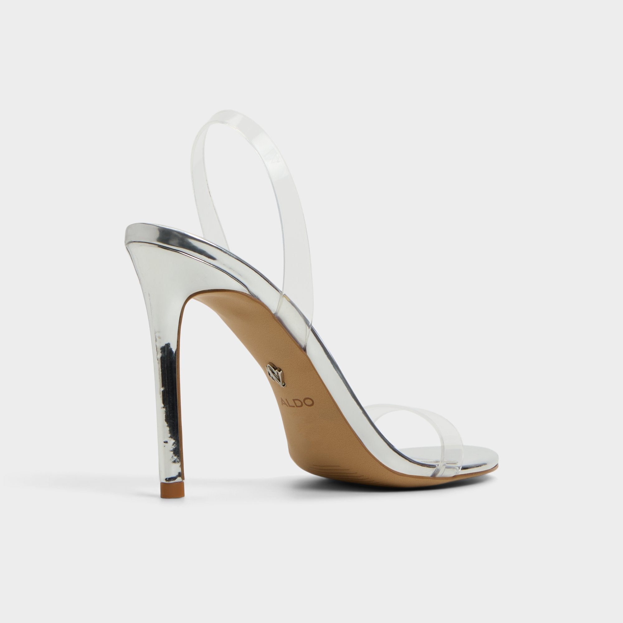 Aldo Quinilynn Silver Women's Iridescent metallics - Strappy heeled sandal, Stiletto heel