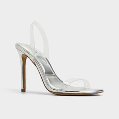 Aldo Quinilynn Silver Women's Iridescent metallics - Strappy heeled sandal, Stiletto heel