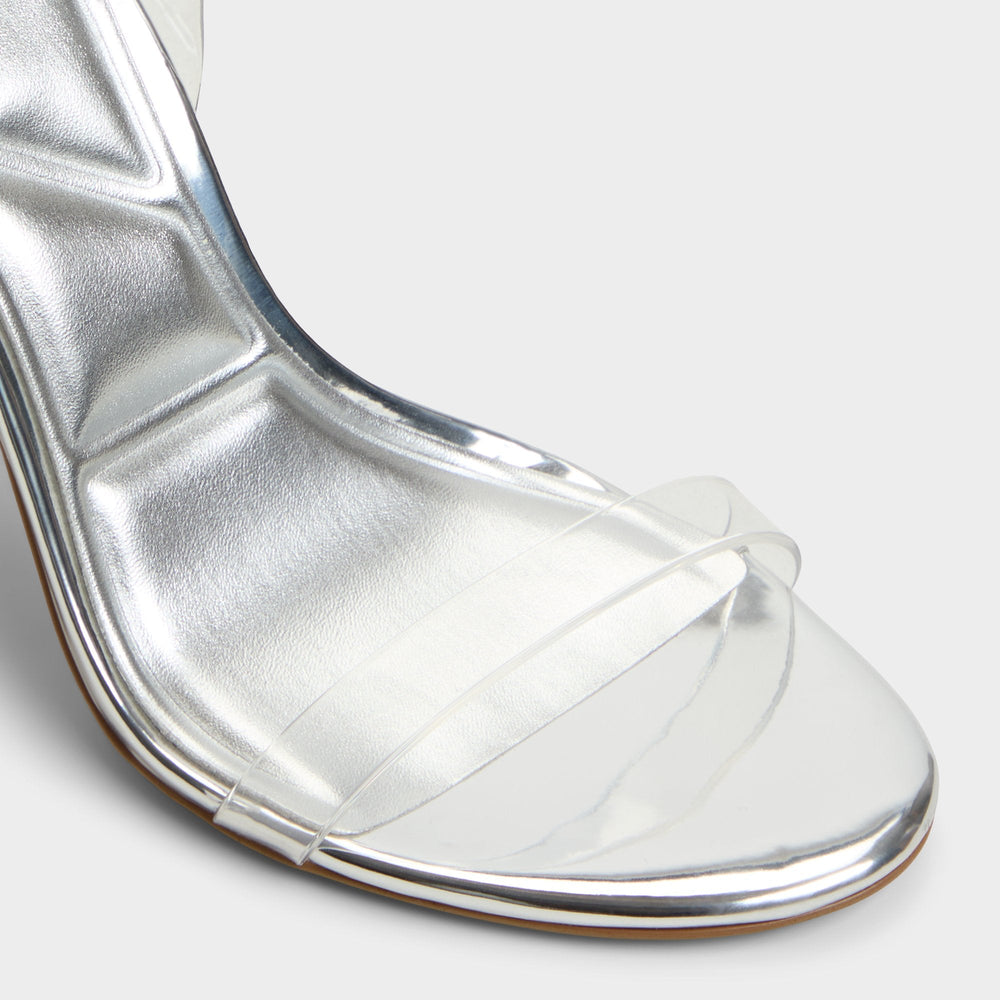 Aldo Quinilynn Silver Women's Iridescent metallics - Strappy heeled sandal, Stiletto heel