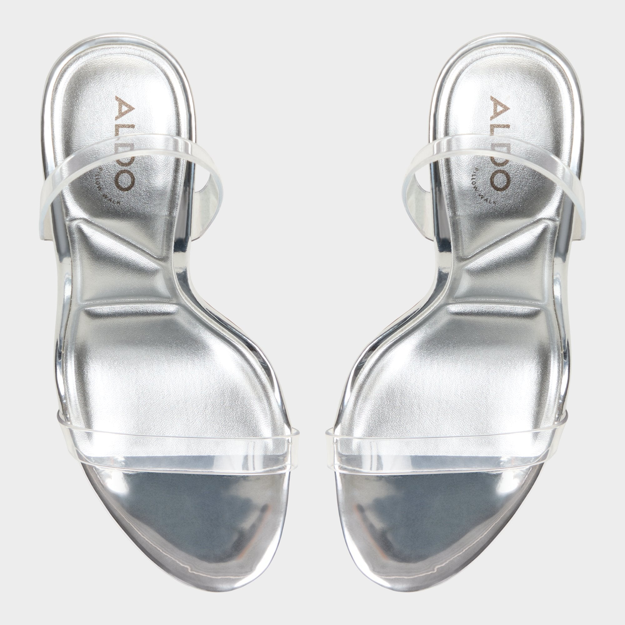 Aldo Quinilynn Silver Women's Iridescent metallics - Strappy heeled sandal, Stiletto heel
