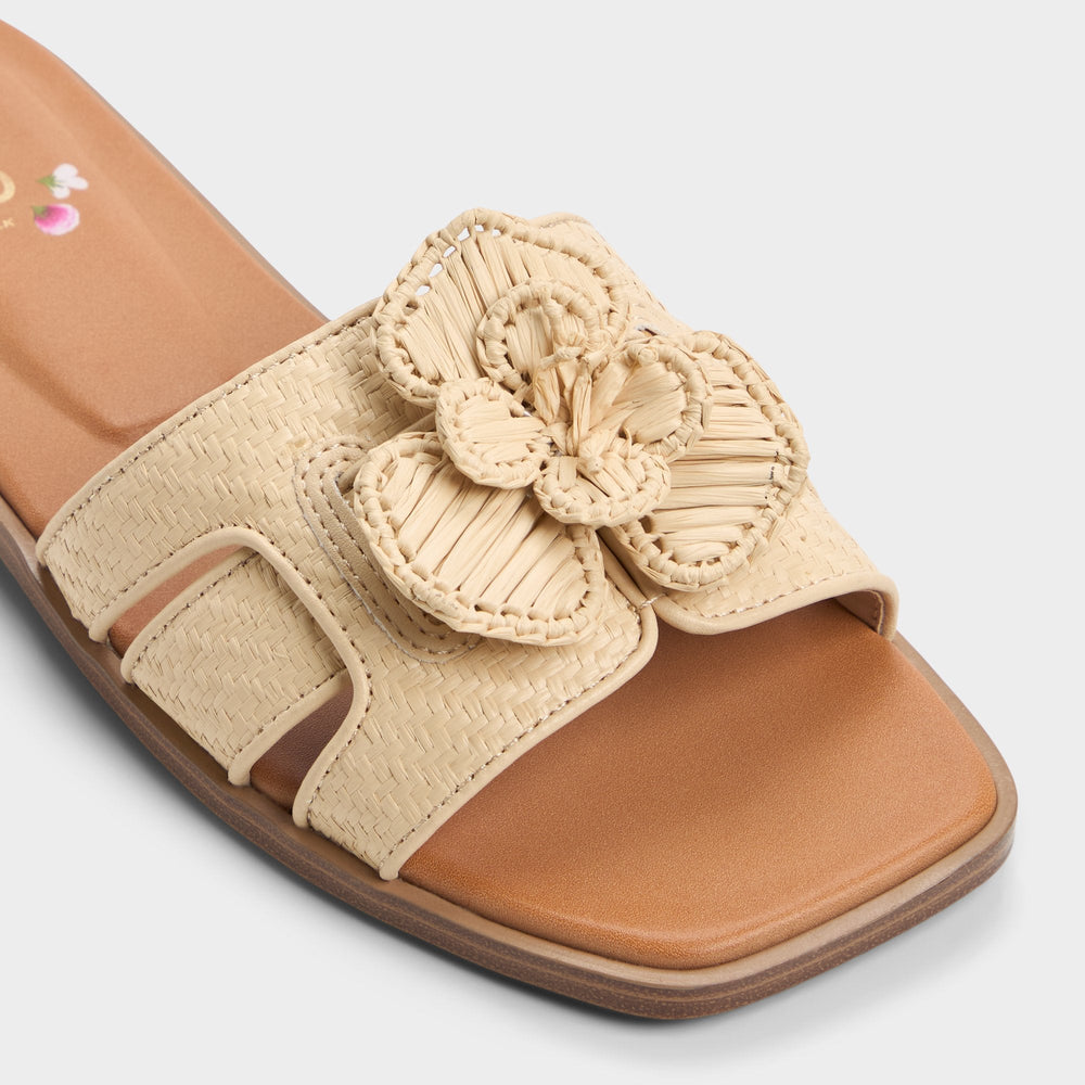 Aldo Seaflower Light Beige Women's Flats - Slide sandal