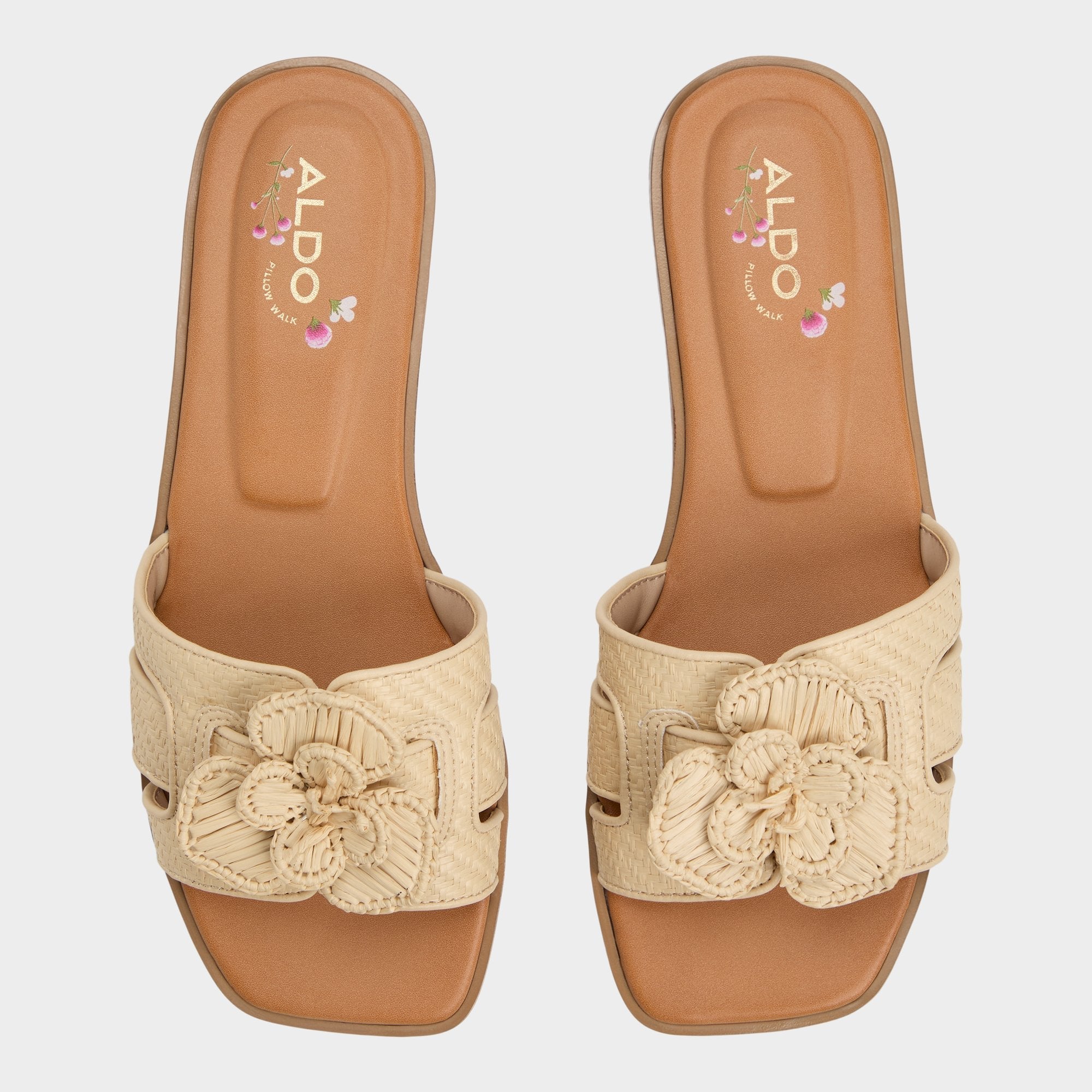 Aldo Seaflower Light Beige Women's Flats - Slide sandal