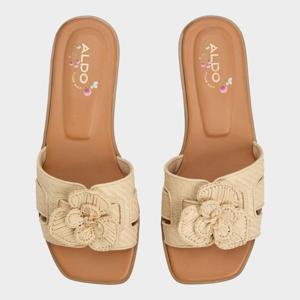 Aldo Seaflower Light Beige Women's Flats - Slide sandal