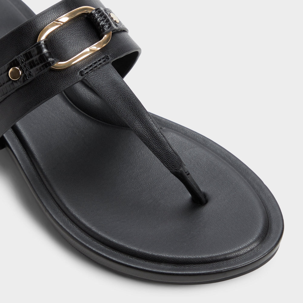 Aldo Taylen Black Women's Footbed sandals - T-strap sandal
