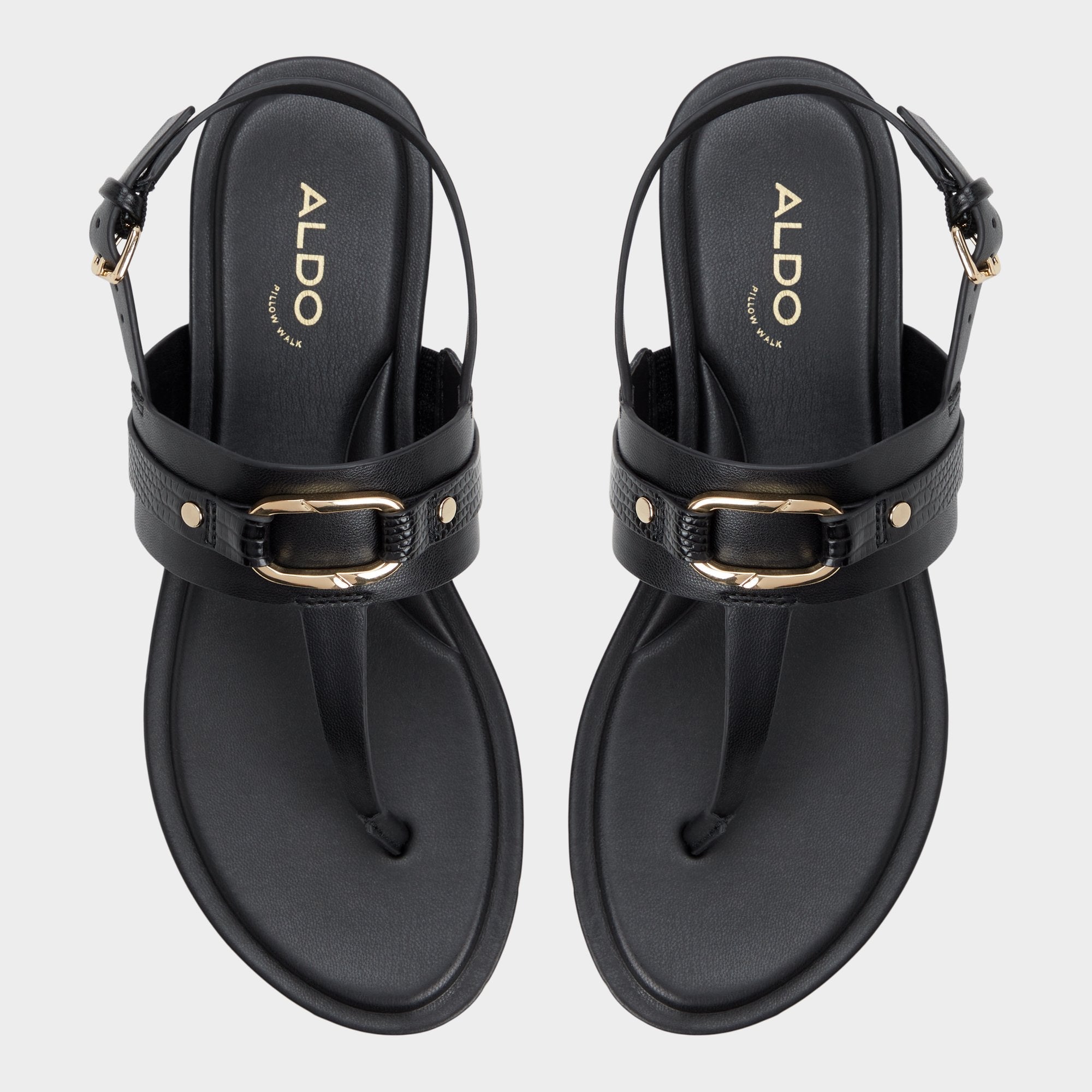 Aldo Taylen Black Women's Footbed sandals - T-strap sandal