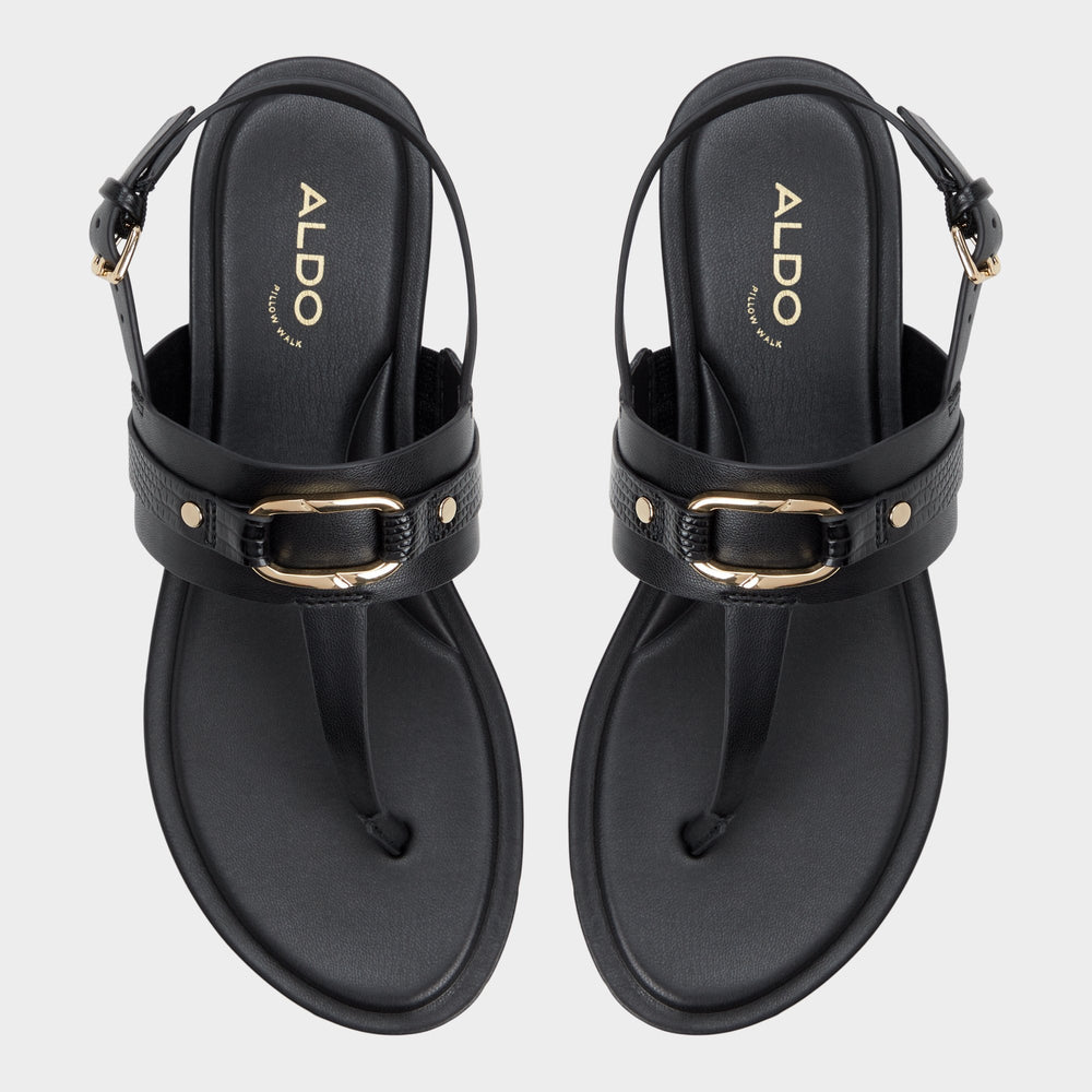 Aldo Taylen Black Women's Footbed sandals - T-strap sandal
