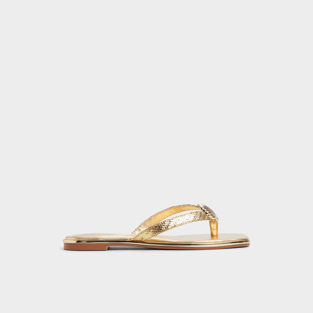 Aldo Conchiglia Gold Women's Flats - Flip flop