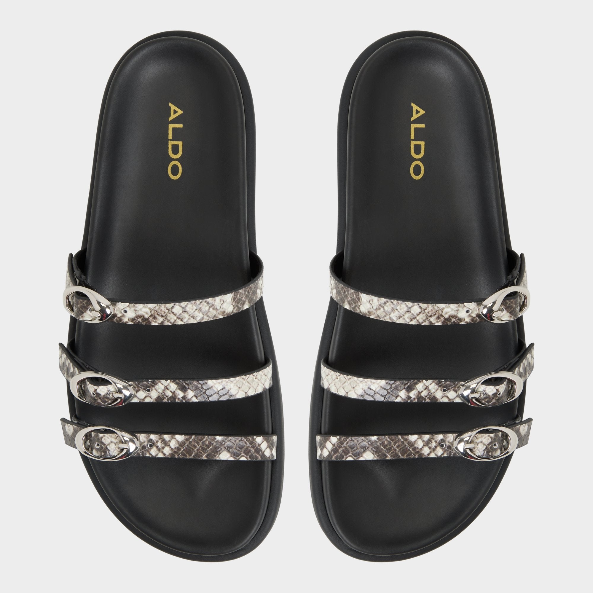 Aldo Zephyra White/Black Women's Footbed sandals - Footbed sandal