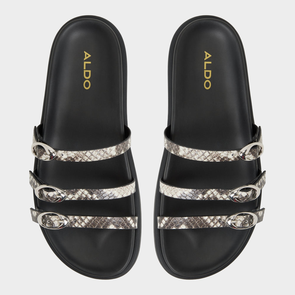 Aldo Zephyra White/Black Women's Footbed sandals - Footbed sandal