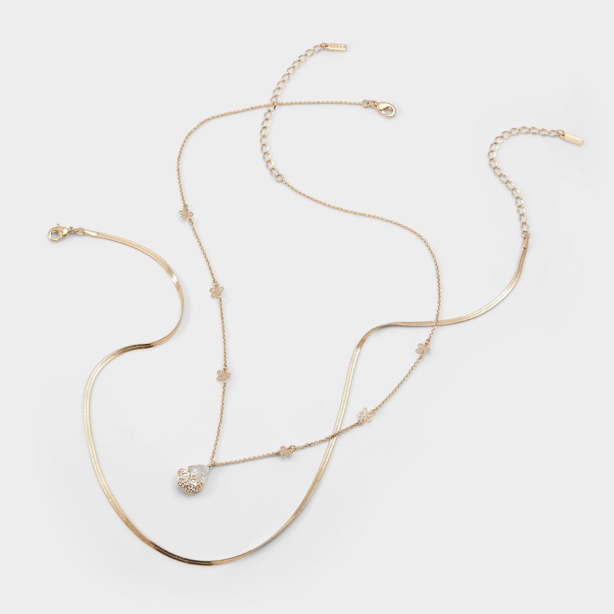 Aldo Teardrop Gold/Clear Multi Women's Necklaces - Necklace