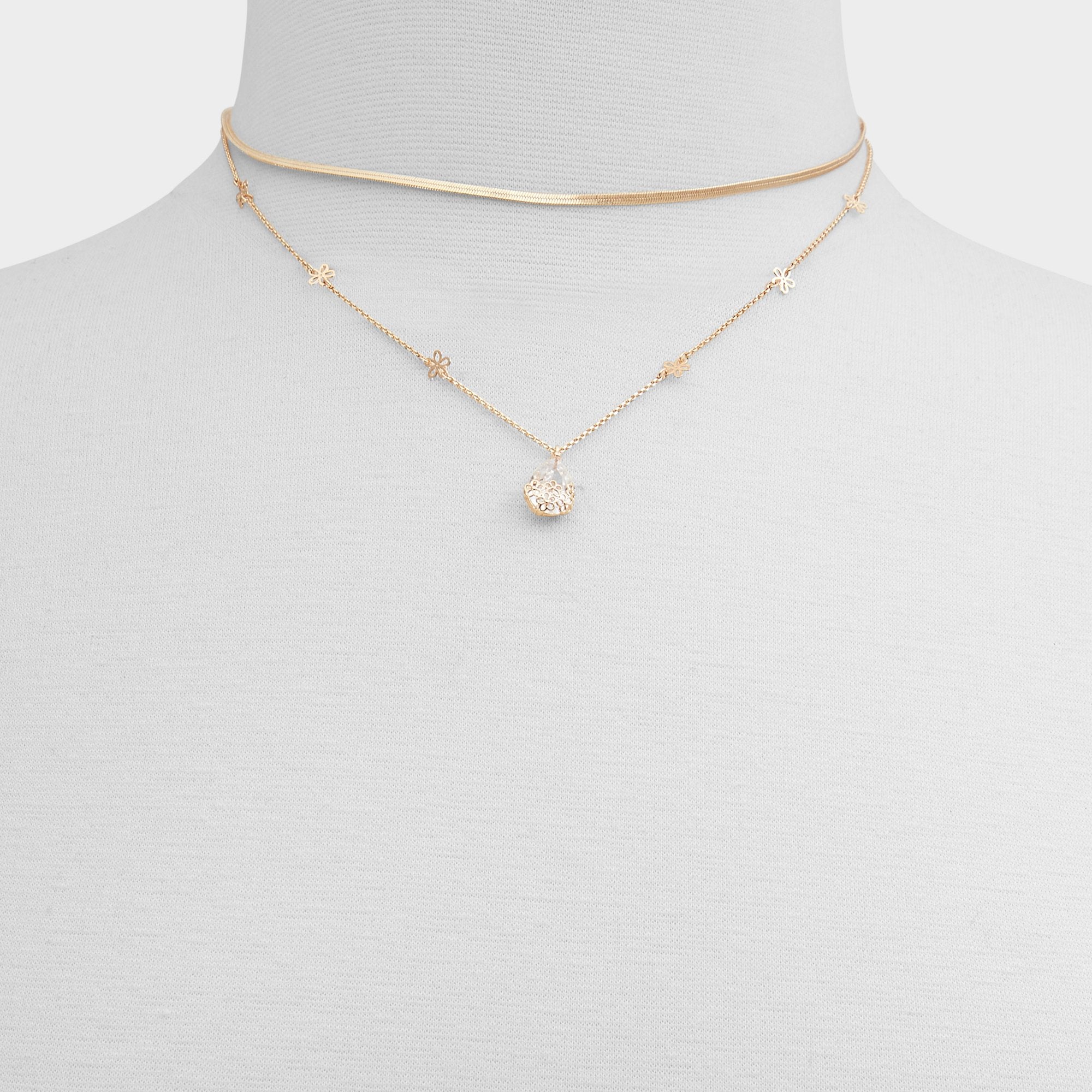 Aldo Teardrop Gold/Clear Multi Women's Necklaces - Necklace
