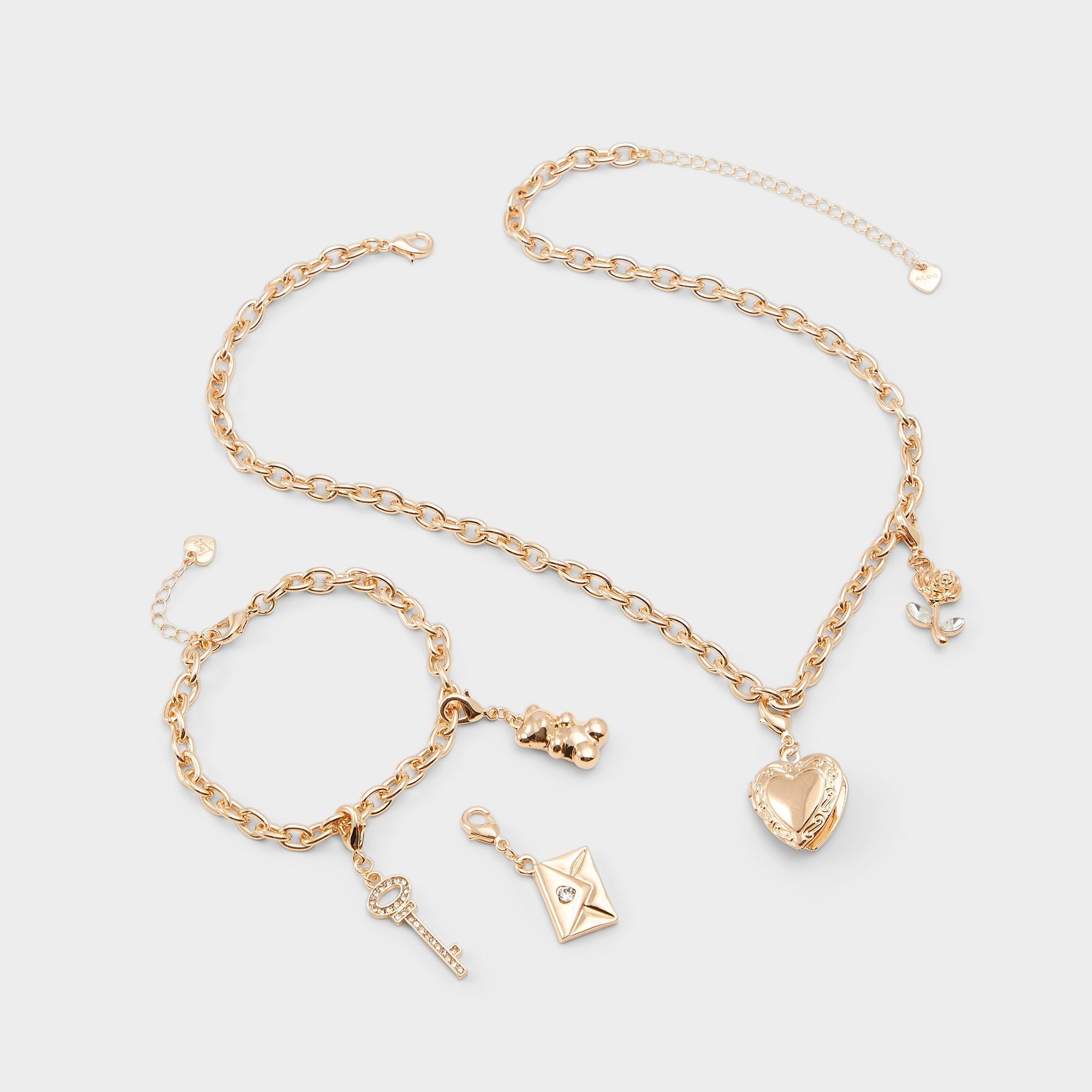 Aldo Bemyvalentine Gold/Clear Multi Women's Specialty - Necklace & bracelet set