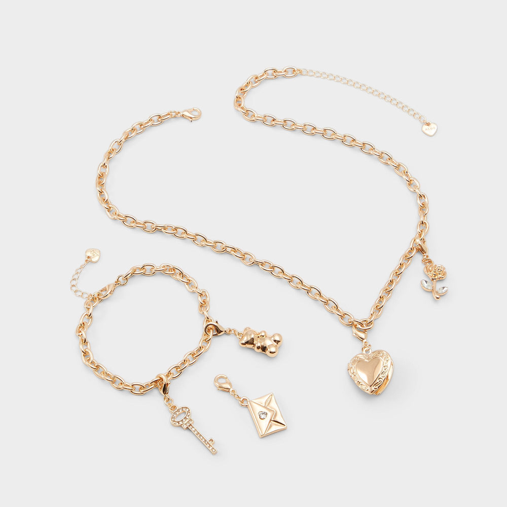 Aldo Bemyvalentine Gold/Clear Multi Women's Specialty - Necklace & bracelet set