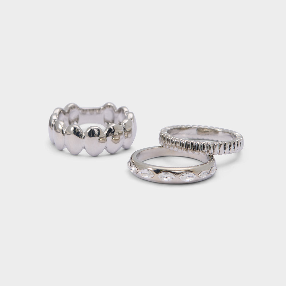 Aldo Bublle in Silver Clear Multi - Stackable rings