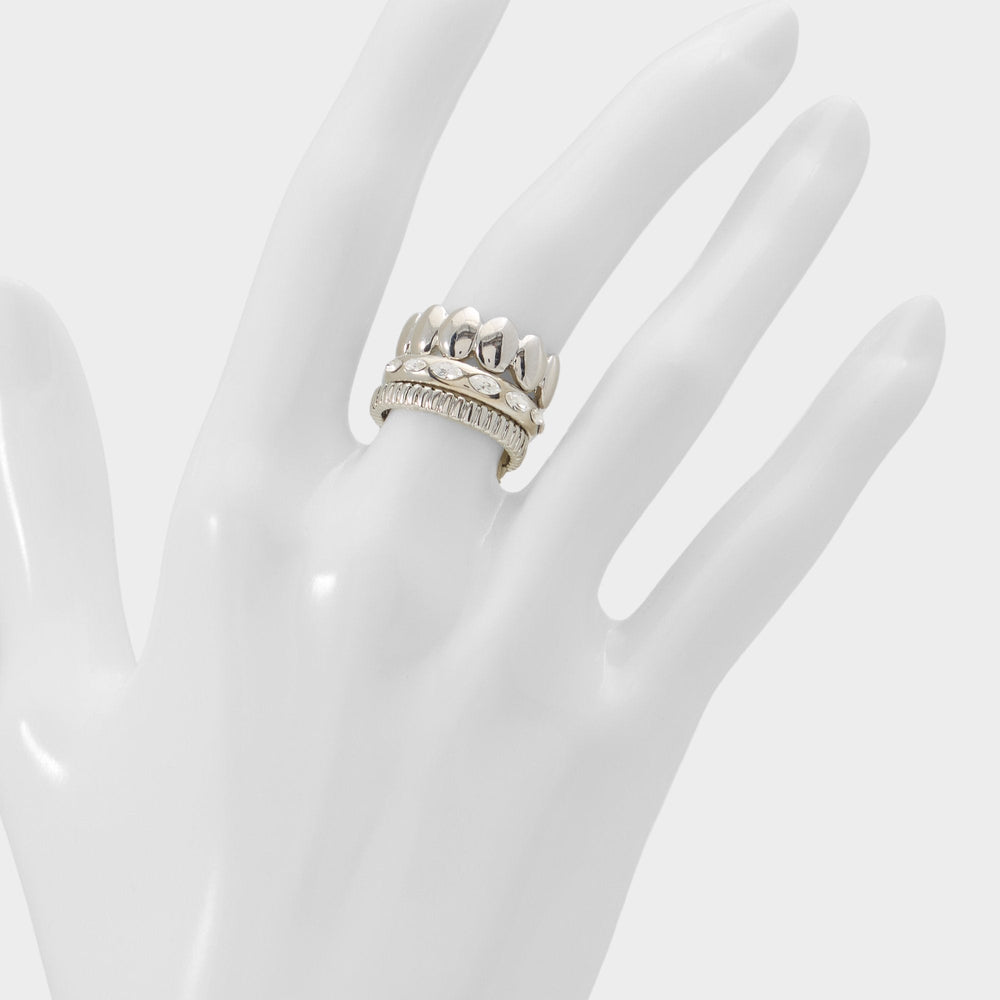 Aldo Bublle in Silver Clear Multi - Stackable rings