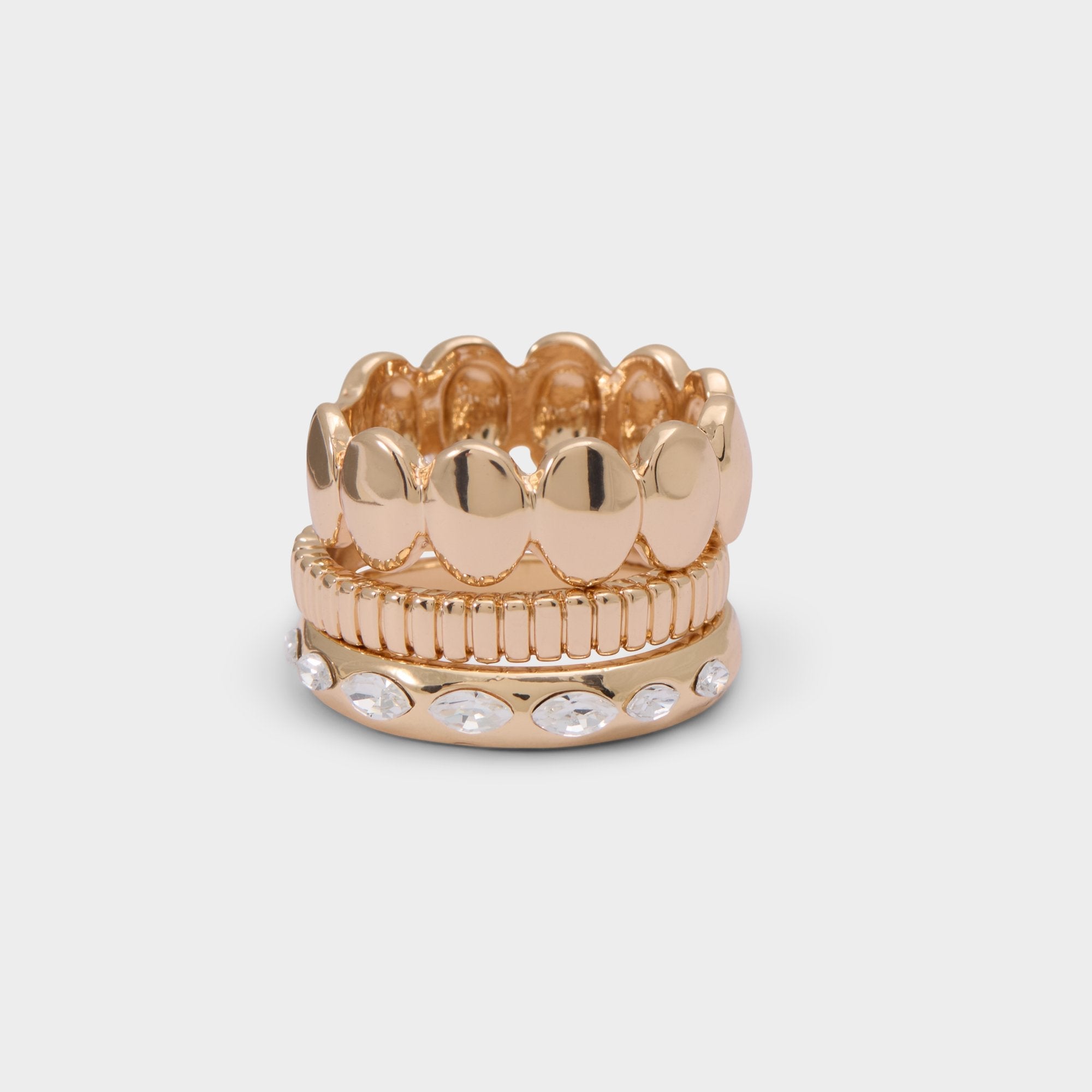 Aldo Bublle in Gold Clear Multi - Stackable rings