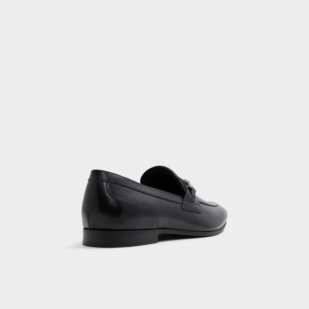 Aldo Marinho Open Black Leather Smooth Men's Dress Shoes - Loafer